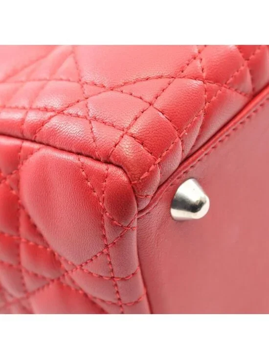Dior Handbag Lady Large Cannage Red Leather 2-Way - Picture 7 of 9